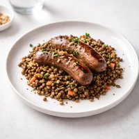 Sausage with Garlic Lentils