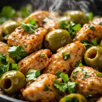 Sauted Chicken with Green Olives and Cilantro
