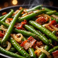 Sauted Green Beans and Onions with Bacon