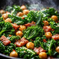 Sauted Kale with Chickpeas and Pancetta