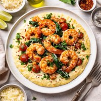 Sauted Shrimp with Polenta and Manchego Sauce