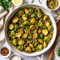 Sauteed Brussels Sprouts with Lemon and Pistachios