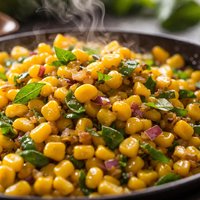 Sauteed Corn with Basil Onion and Garlic