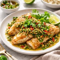 Sauteed Fish with Thai Coriander Chili Sauce