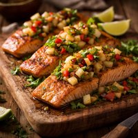 Sauteed Salmon with Pear Pepper Salsa