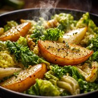 Sauteed Savoy Cabbage and Pears
