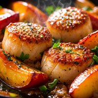 Sauteed Sea Scallops with Caramelized Peaches