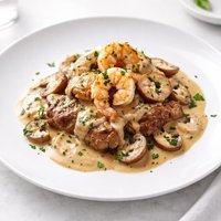 Sauteed Veal with Shrimp Mushroom and Brandy Cream Sauce