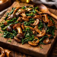 Sauteed Wild Mushrooms with Spinach