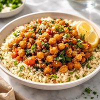 Savory Garbanzo Beans Over Couscous