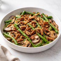Savory Green Bean Mushroom and Pecan Casserole