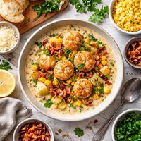 Scallop Corn and Bacon Chowder