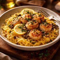 Scallop Piccata on Spaghetti Squash