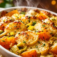 Scalloped Potatoes and Butternut Squash with Leeks
