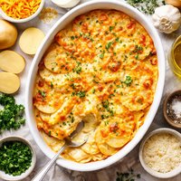 Scalloped Potatoes with Heavy Cream and Cheese
