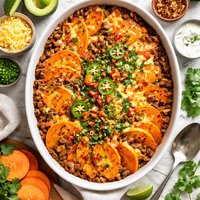 Scalloped Sweet Potatoes with Ground Beef