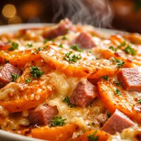 Scalloped Sweet Potatoes with Ham