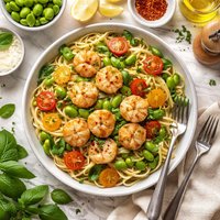 Scallops and Edamame Pasta