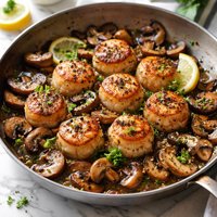 Scallops and Mushrooms Pan Seared
