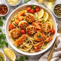Scallops and Smoked Salmon Pasta