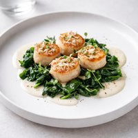Scallops and Spinach with Parmesan Sauce