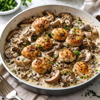 Scallops Mushrooms in Sour Cream