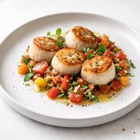 Scallops with Herbed Raw Tomato Sauce