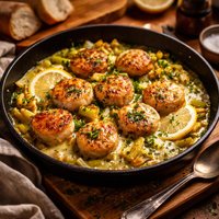 Scallops with Leeks and Lemon Butter Sauce