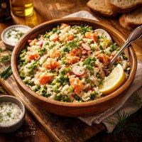 Scandinavian Rice Salad with Smoked Salmon