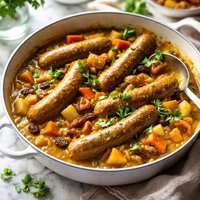 Scarfies Fruited Curried Sausages