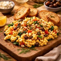 Scrambled Eggs with a Greek Flair