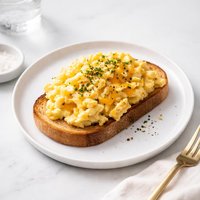 Scrambled Eggs with Cheddar on Toast