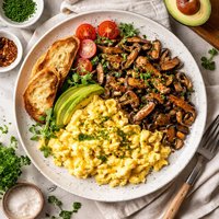 Scrambled Eggs with Spiced Mushrooms