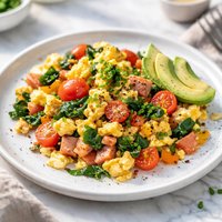 Scrambled Eggs with Vegetables and Ham