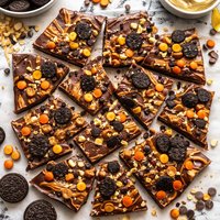 Scrumptious Chocolate Bark with Oreos Peanut Butter Too