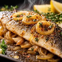 Sea Bass Baked with Onion and Honey