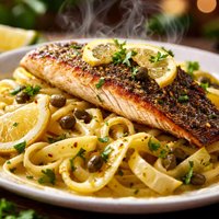 Sea Bass with Lemon Caper Fettuccine