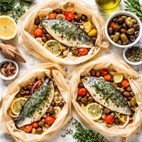 Sea Bream Fillets with Olives En Papillote