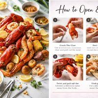 Seafood Crab Shrimp and Lobster Boil and How to Open and Eat