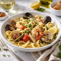Seafood Linguini with White Wine Sauce