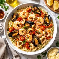 Seafood Mix Over Angel Hair Pasta