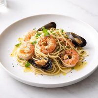 Seafood Pasta Drizzled with Truffle Oil