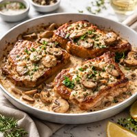 Seared Pork Chops with Creamy Mushrooms