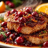 Seared Pork with Cranberry Orange Sauce