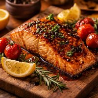 Seared Salmon with Balsamic Vinegar and Dijon Glaze