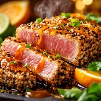 Seared Sesame Tuna with Orange Glaze