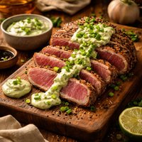Seared Tuna Steak W Wasabi Green Onion Mayo
