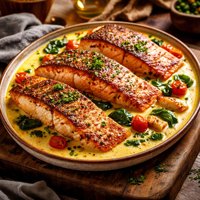 Seared Wild Salmon in Saffron Sauce