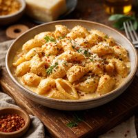 Seashells Pasta with Spicy Alfredo Sauce