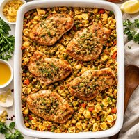 Seashells Pork Chops Stuffing Bake